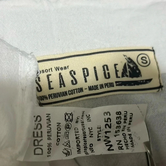 055 Seaspice Resort Wear | Peru NWOT Boho White Tunic Dress (Size S) - Picture 6 of 9